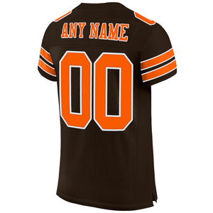 Custom Brown Orange-White Mesh Authentic Football Jersey