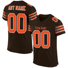 Load image into Gallery viewer, Custom Brown Orange-White Mesh Authentic Football Jersey
