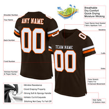 Load image into Gallery viewer, Custom Brown White-Orange Mesh Authentic Football Jersey
