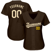 Load image into Gallery viewer, Custom Brown Cream-Gold Authentic Baseball Jersey

