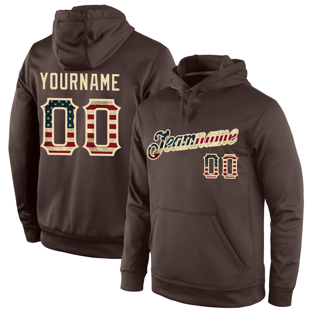 Custom Stitched Brown Vintage USA Flag-Cream Sports Pullover Sweatshirt Hoodie