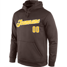 Load image into Gallery viewer, Custom Stitched Brown Gold-White Sports Pullover Sweatshirt Hoodie
