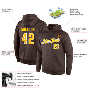 Custom Stitched Brown Gold-White Sports Pullover Sweatshirt Hoodie