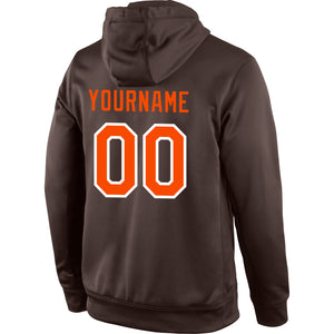 Custom Stitched Brown Orange-White Sports Pullover Sweatshirt Hoodie