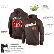 Load image into Gallery viewer, Custom Stitched Brown Red-White Sports Pullover Sweatshirt Hoodie
