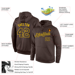 Custom Stitched Brown Brown-Gold Sports Pullover Sweatshirt Hoodie