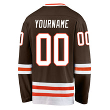 Load image into Gallery viewer, Custom Brown White-Orange Hockey Jersey
