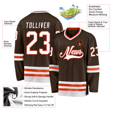 Load image into Gallery viewer, Custom Brown White-Orange Hockey Jersey
