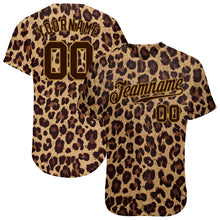 Load image into Gallery viewer, Custom Brown Brown-Old Gold 3D Pattern Design Leopard Authentic Baseball Jersey
