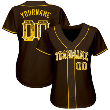 Custom Brown Gold-White Authentic Drift Fashion Baseball Jersey