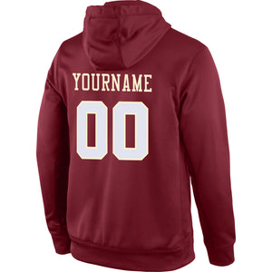 Custom Stitched Burgundy White-Cream Sports Pullover Sweatshirt Hoodie