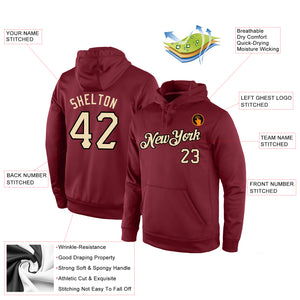 Custom Stitched Burgundy Cream-Black Sports Pullover Sweatshirt Hoodie