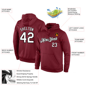 Custom Stitched Burgundy White-Black Sports Pullover Sweatshirt Hoodie