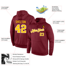 Load image into Gallery viewer, Custom Stitched Burgundy Gold-White Sports Pullover Sweatshirt Hoodie
