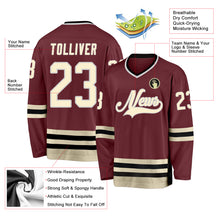 Load image into Gallery viewer, Custom Burgundy Cream-Black Hockey Jersey
