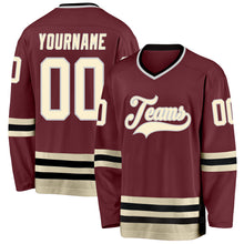 Load image into Gallery viewer, Custom Burgundy Cream-Black Hockey Jersey
