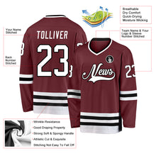 Load image into Gallery viewer, Custom Burgundy White-Black Hockey Jersey
