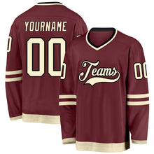 Load image into Gallery viewer, Custom Burgundy Cream-Black Hockey Jersey
