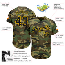 Load image into Gallery viewer, Custom Camo Black-Gold Authentic Salute To Service Baseball Jersey
