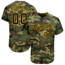 Load image into Gallery viewer, Custom Camo Black-Gold Authentic Salute To Service Baseball Jersey
