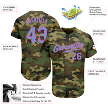 Load image into Gallery viewer, Custom Camo Light Blue-Pink Authentic Salute To Service Baseball Jersey
