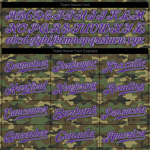 Custom Camo Purple-Black Authentic Salute To Service Baseball Jersey