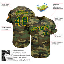 Load image into Gallery viewer, Custom Camo Green-Gold Authentic Salute To Service Baseball Jersey
