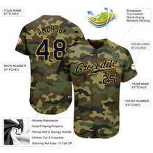 Load image into Gallery viewer, Custom Camo Navy-Gold Authentic Salute To Service Baseball Jersey
