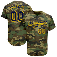 Load image into Gallery viewer, Custom Camo Navy-Gold Authentic Salute To Service Baseball Jersey
