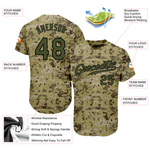 Custom Camo Olive-Black Authentic Salute To Service Baseball Jersey