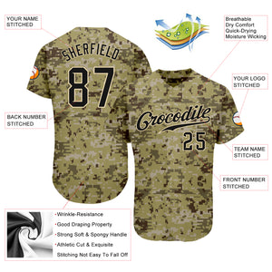 Custom Camo Black-Cream Authentic Salute To Service Baseball Jersey