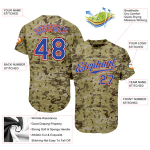 Custom Camo Royal-Red Authentic Salute To Service Baseball Jersey