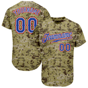 Custom Camo Royal-Red Authentic Salute To Service Baseball Jersey