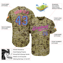 Load image into Gallery viewer, Custom Camo Light Blue-Pink Authentic Salute To Service Baseball Jersey
