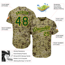 Load image into Gallery viewer, Custom Camo Green-Gold Authentic Salute To Service Baseball Jersey
