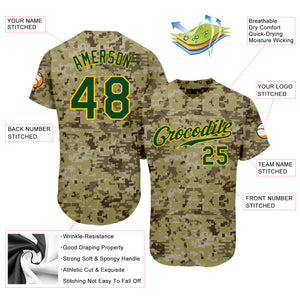 Custom Camo Green-Gold Authentic Salute To Service Baseball Jersey