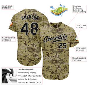 Custom Camo Black-Gray Authentic Salute To Service Baseball Jersey