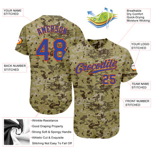 Custom Camo Royal-Orange Authentic Salute To Service Baseball Jersey