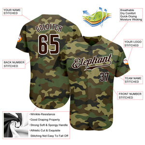 Custom Camo Brown-White Authentic Salute To Service Baseball Jersey