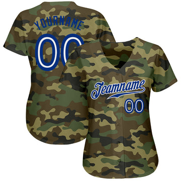 Custom Camo Royal-White Authentic Salute To Service Baseball Jersey