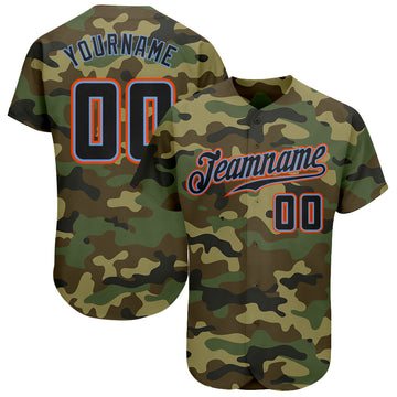 Custom Camo Black-Powder Blue Authentic Salute To Service Baseball Jersey