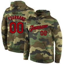Load image into Gallery viewer, Custom Stitched Camo Red-Navy Sports Pullover Sweatshirt Salute To Service Hoodie
