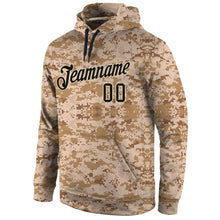 Load image into Gallery viewer, Custom Stitched Camo Black-Cream Sports Pullover Sweatshirt Salute To Service Hoodie
