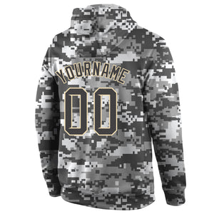 Custom Stitched Camo Steel Gray-Cream Sports Pullover Sweatshirt Salute To Service Hoodie