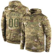 Load image into Gallery viewer, Custom Stitched Camo Olive-Cream Sports Pullover Sweatshirt Salute To Service Hoodie
