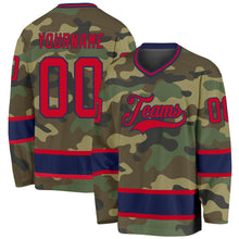 Load image into Gallery viewer, Custom Camo Red-Navy Salute To Service Hockey Jersey
