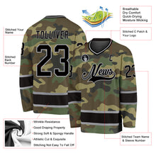Load image into Gallery viewer, Custom Camo Black-Gray Salute To Service Hockey Jersey
