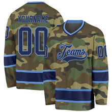 Load image into Gallery viewer, Custom Camo Navy-Light Blue Salute To Service Hockey Jersey
