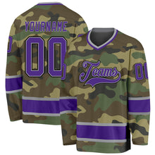 Load image into Gallery viewer, Custom Camo Purple-Black Salute To Service Hockey Jersey
