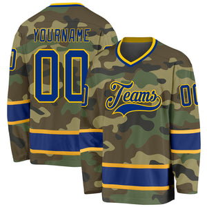 Custom Camo Royal-Gold Salute To Service Hockey Jersey